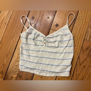Women’s Luna Chix Striped White and Blue Cropped Tank Top